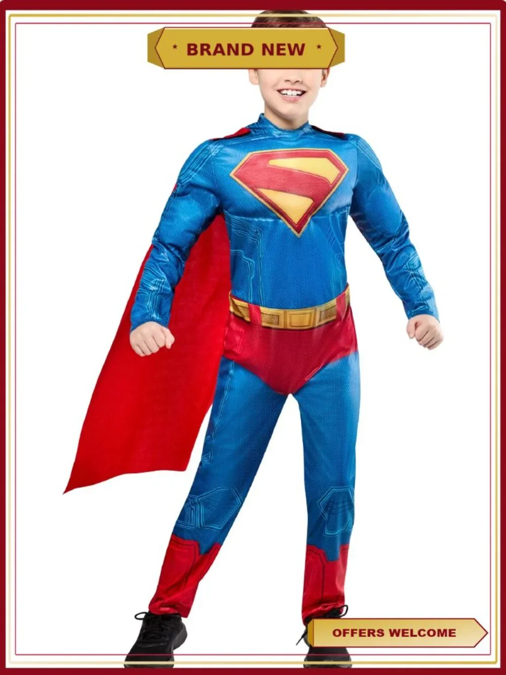 Rubies Superman Muscle Chest Halloween Costume Boys Size L 10/12